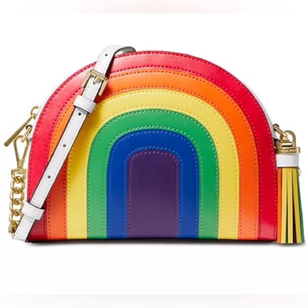 Michael Kors NWT Wrapped in Plastic Rainbow Half Moon Crossbody MSRP: $348.00 - Picture 14 of 14